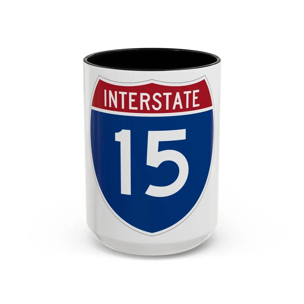 Interstate 15 (U.S. Highways) Accent Coffee Mug 15oz Black - Go Mug Yourself