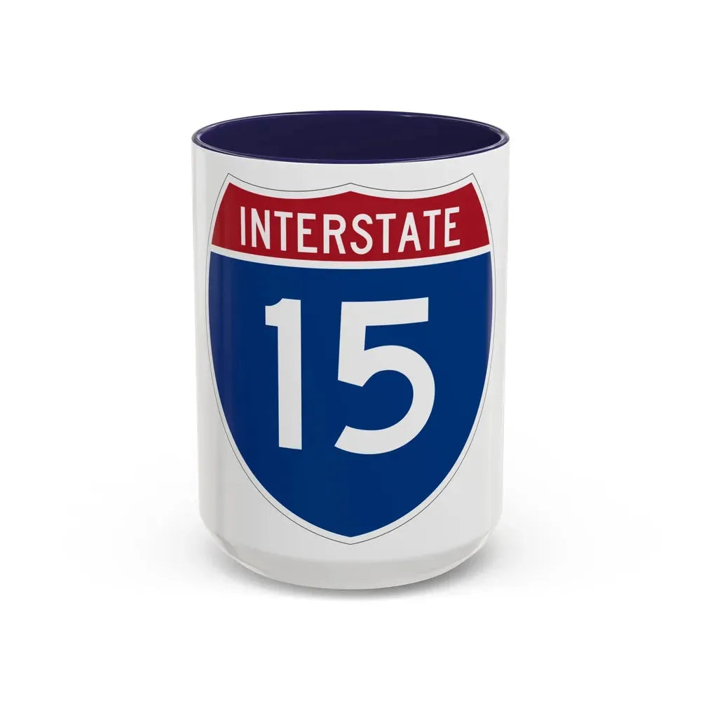 Interstate 15 (U.S. Highways) Accent Coffee Mug 15oz Navy - Go Mug Yourself