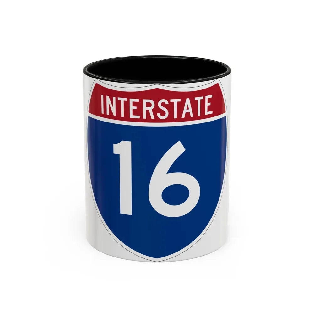 Interstate 16 (U.S. Highways) Accent Coffee Mug 11oz Black - Go Mug Yourself