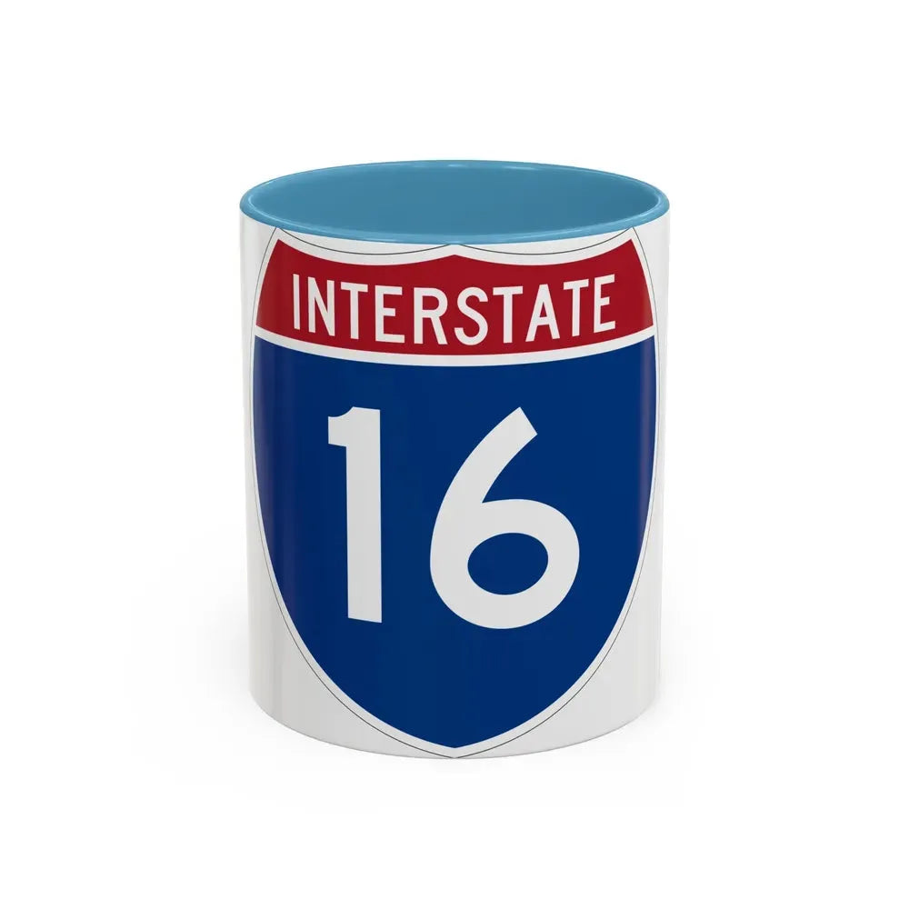 Interstate 16 (U.S. Highways) Accent Coffee Mug 11oz Light Blue - Go Mug Yourself
