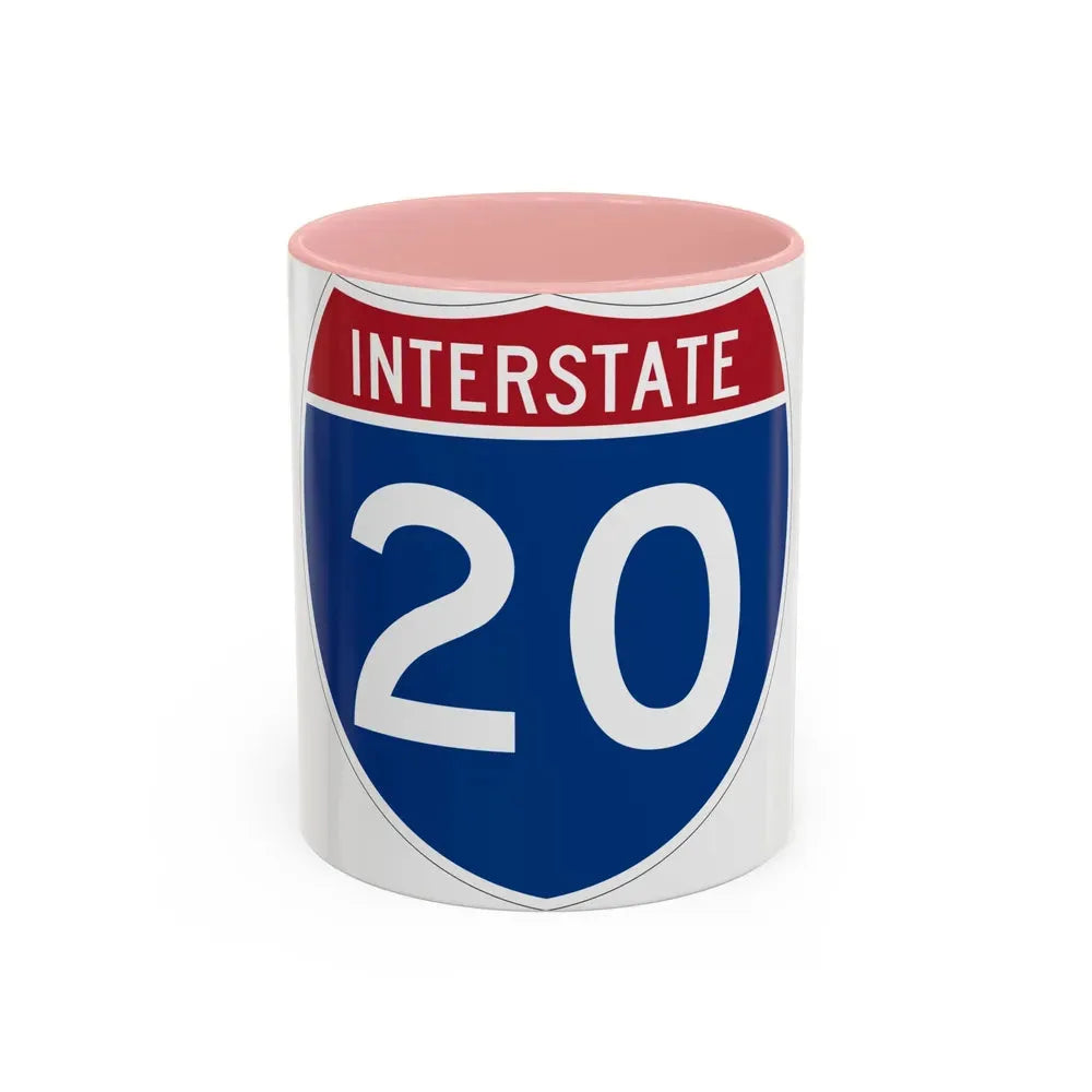 Interstate 20 (U.S. Highways) Accent Coffee Mug 11oz Pink - Go Mug Yourself