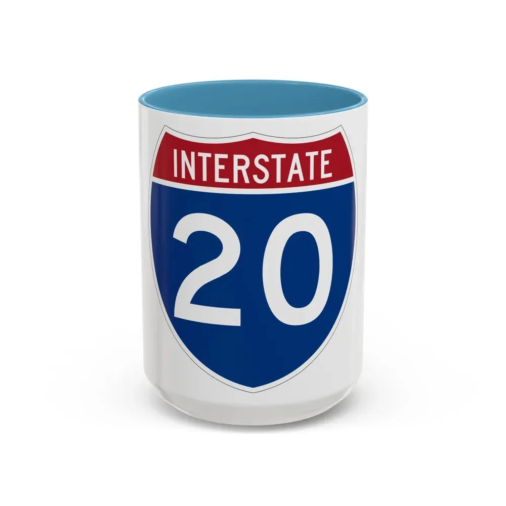 Interstate 20 (U.S. Highways) Accent Coffee Mug 15oz Light Blue - Go Mug Yourself