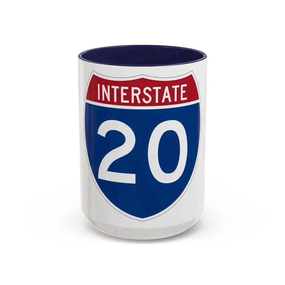 Interstate 20 (U.S. Highways) Accent Coffee Mug 15oz Navy - Go Mug Yourself