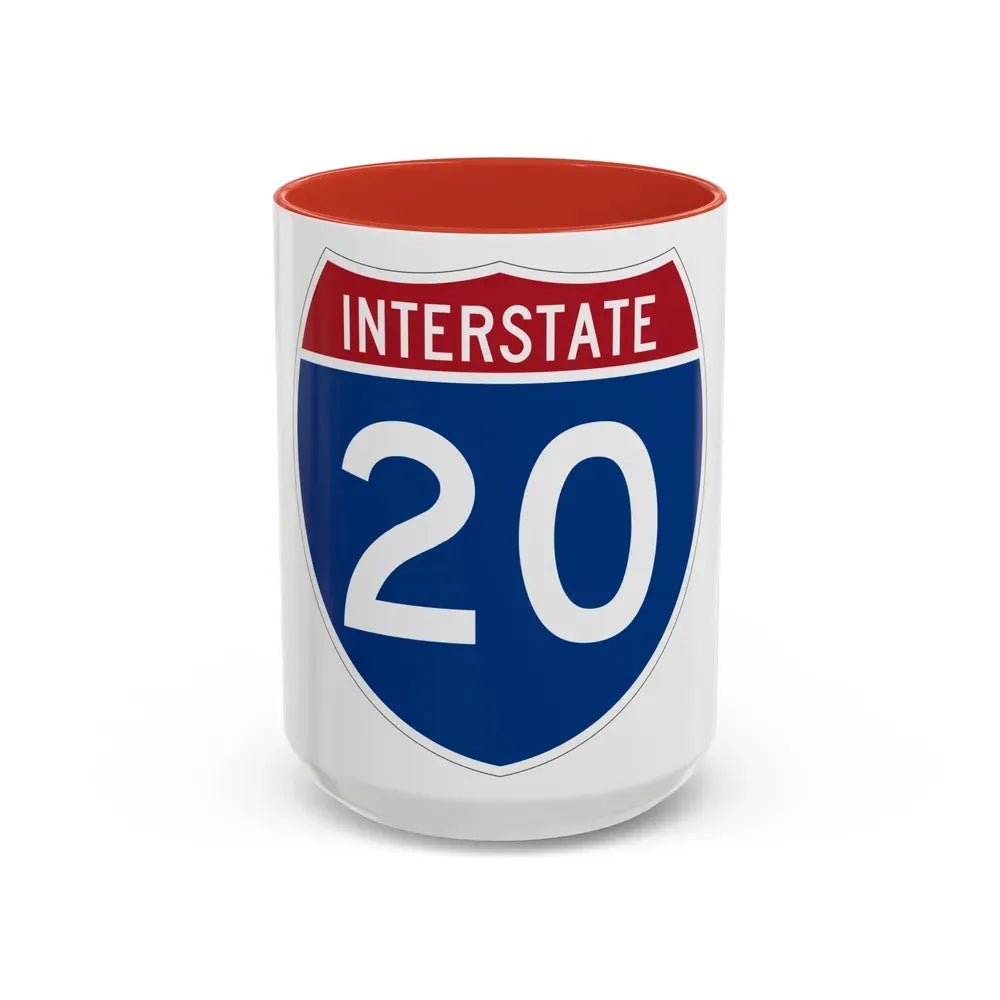 Interstate 20 (U.S. Highways) Accent Coffee Mug 15oz Red - Go Mug Yourself