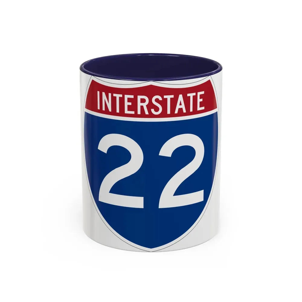 Interstate 22 (U.S. Highways) Accent Coffee Mug 11oz Navy - Go Mug Yourself