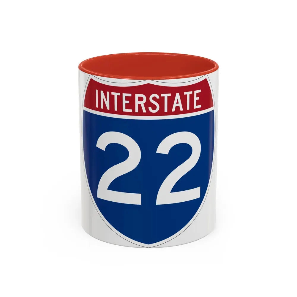 Interstate 22 (U.S. Highways) Accent Coffee Mug 11oz Red - Go Mug Yourself