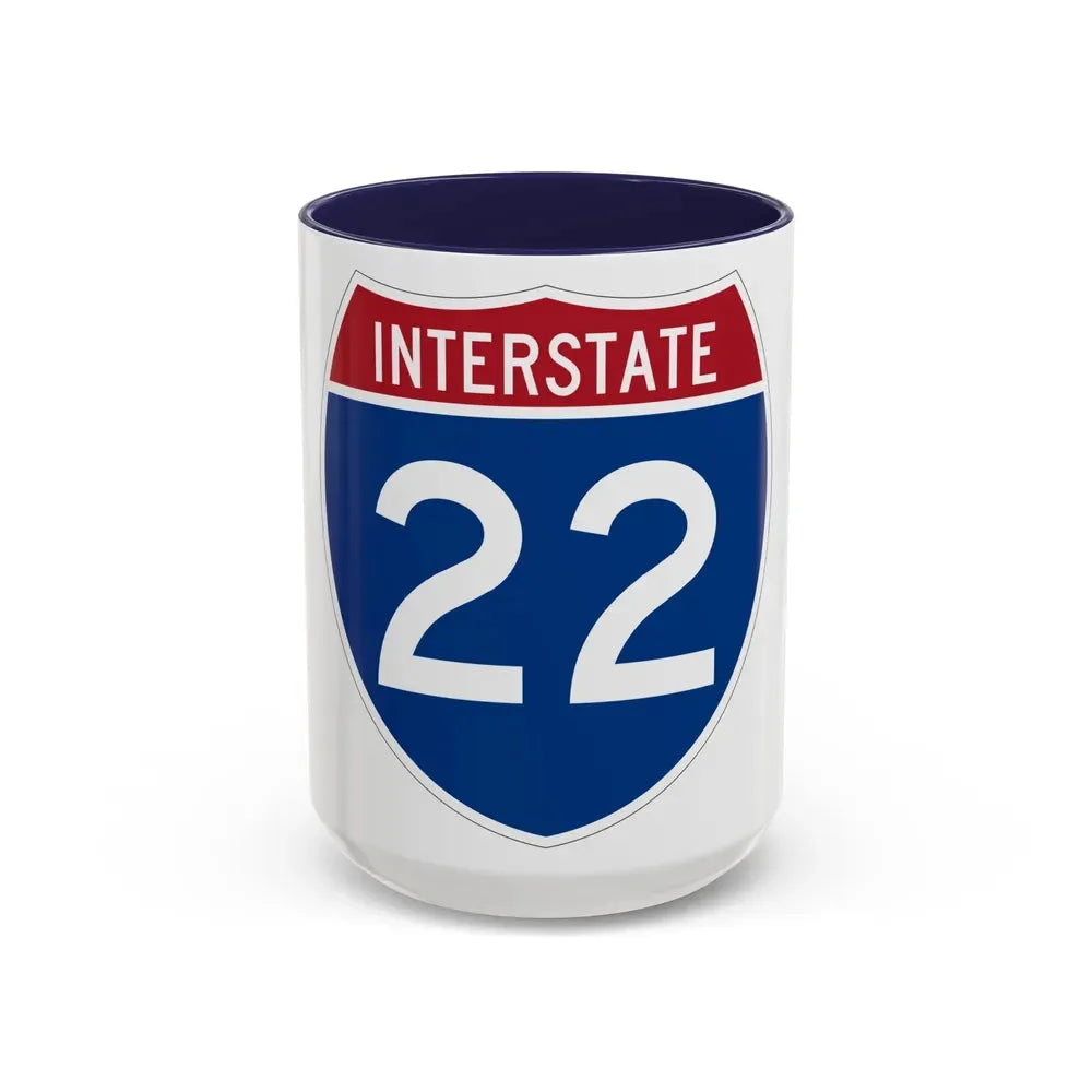 Interstate 22 (U.S. Highways) Accent Coffee Mug 15oz Navy - Go Mug Yourself