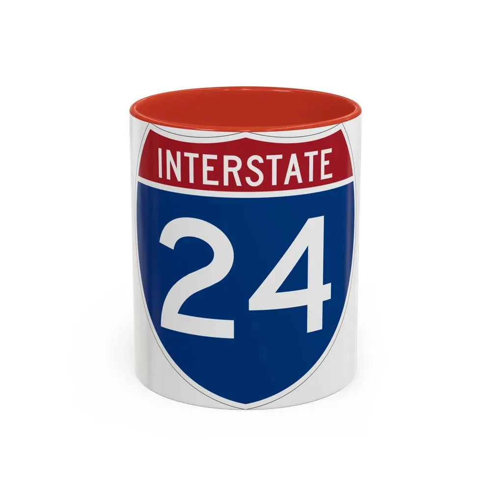 Interstate 24 (U.S. Highways) Accent Coffee Mug 11oz Red - Go Mug Yourself