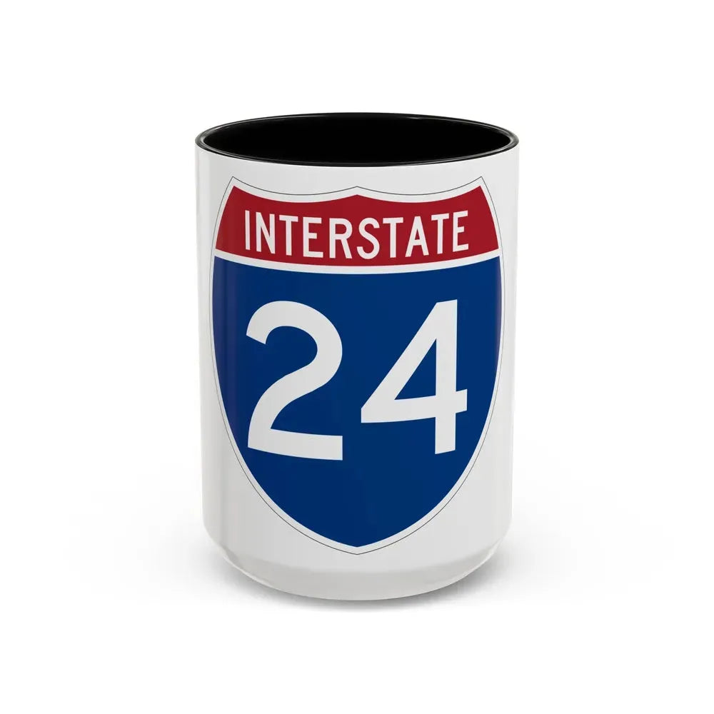 Interstate 24 (U.S. Highways) Accent Coffee Mug 15oz Black - Go Mug Yourself
