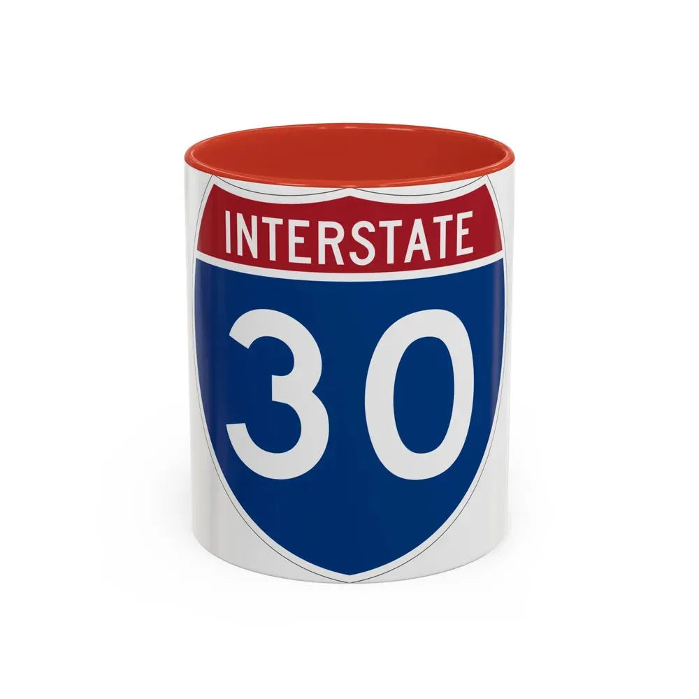 Interstate 30 (U.S. Highways) Accent Coffee Mug 11oz Red - Go Mug Yourself