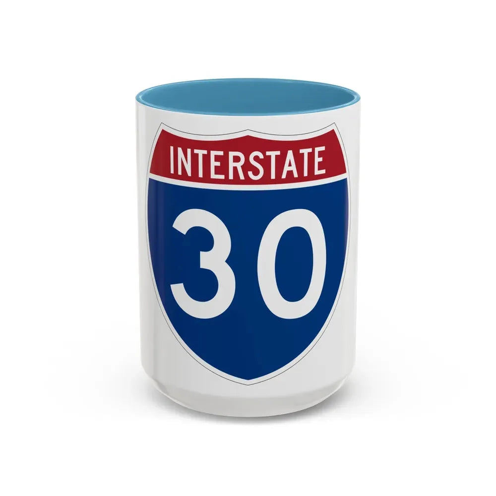 Interstate 30 (U.S. Highways) Accent Coffee Mug 15oz Light Blue - Go Mug Yourself