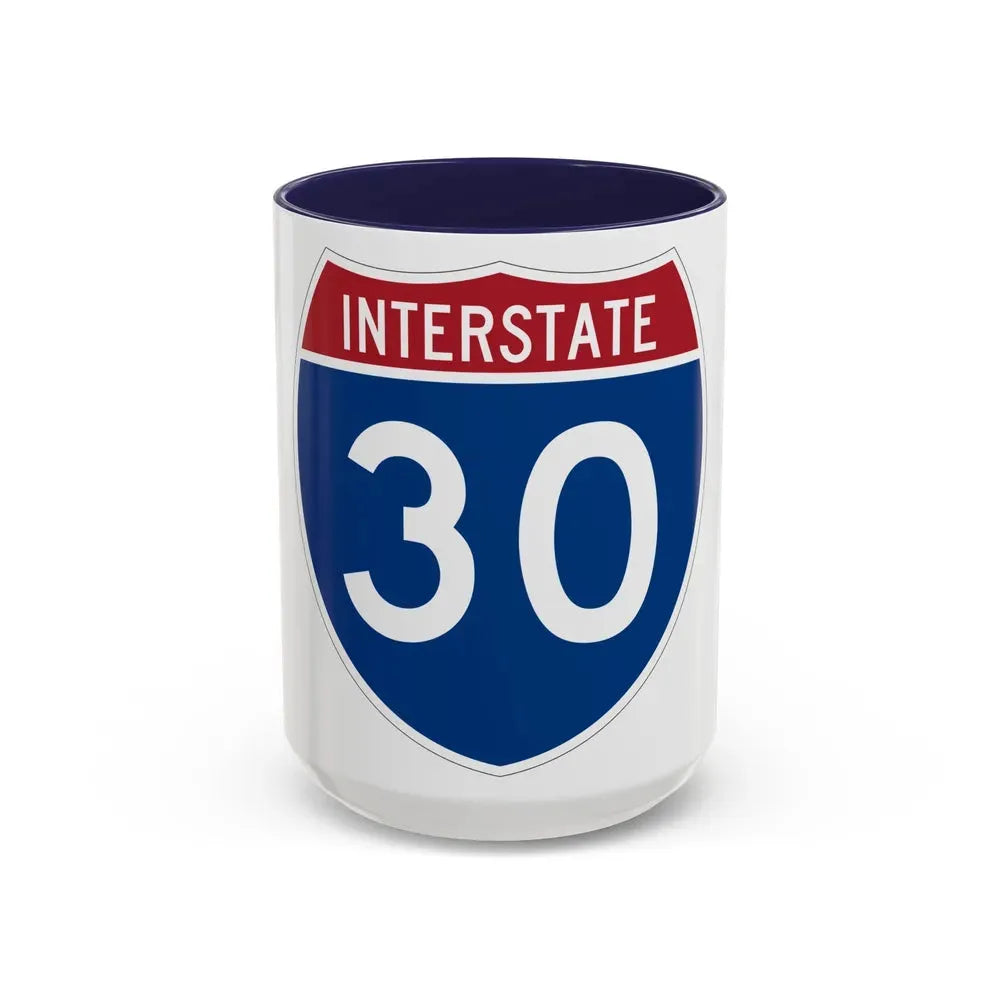 Interstate 30 (U.S. Highways) Accent Coffee Mug 15oz Navy - Go Mug Yourself