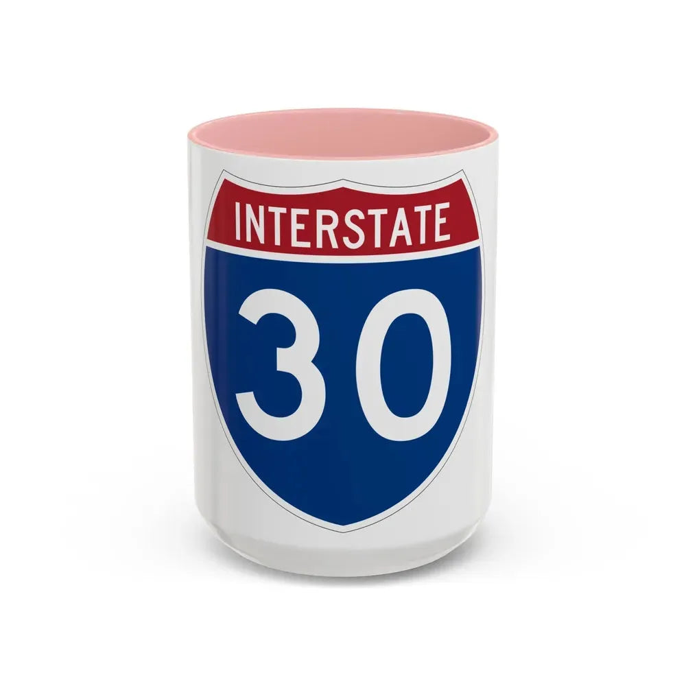 Interstate 30 (U.S. Highways) Accent Coffee Mug 15oz Pink - Go Mug Yourself