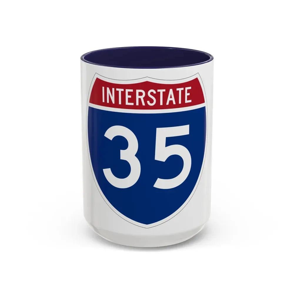 Interstate 35 (U.S. Highways) Accent Coffee Mug 15oz Navy - Go Mug Yourself