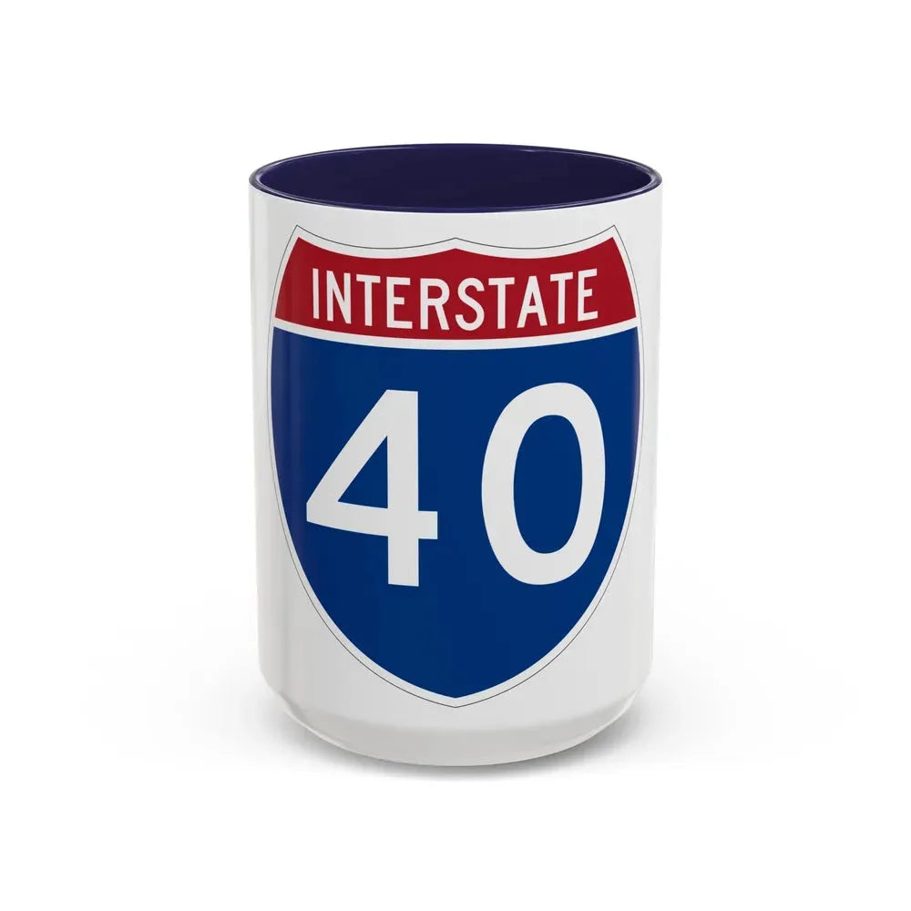 Interstate 40 (U.S. Highways) Accent Coffee Mug 15oz Navy - Go Mug Yourself