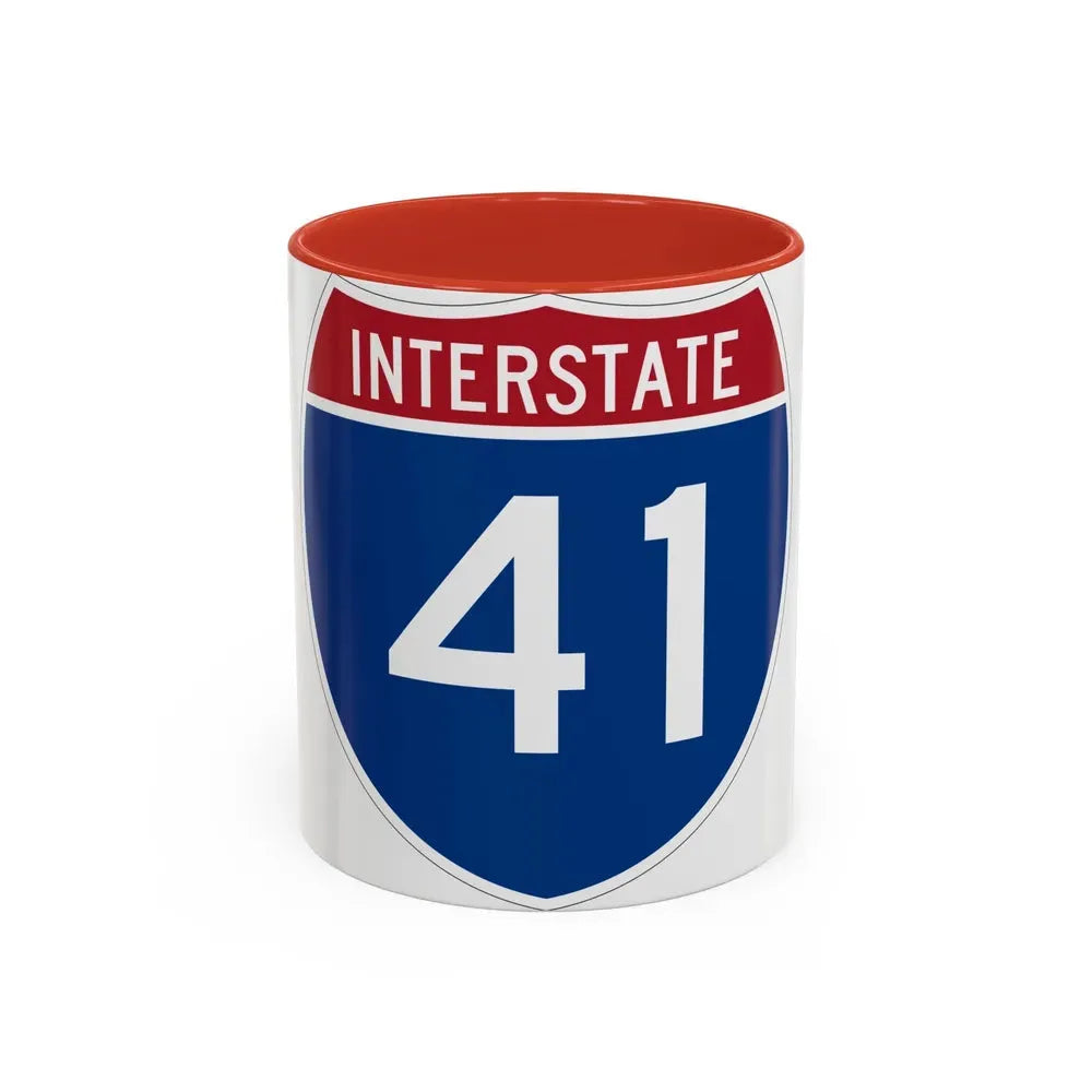 Interstate 41 (U.S. Highways) Accent Coffee Mug 11oz Red - Go Mug Yourself