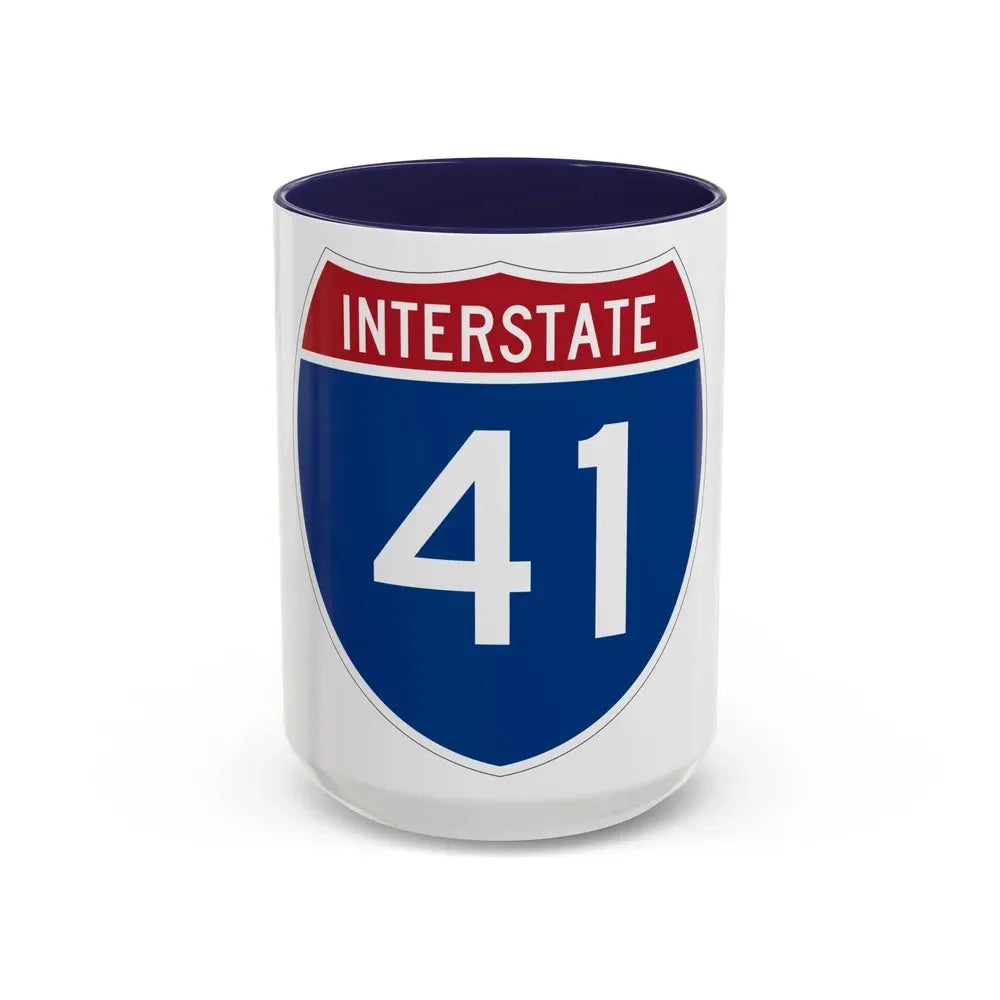 Interstate 41 (U.S. Highways) Accent Coffee Mug 15oz Navy - Go Mug Yourself
