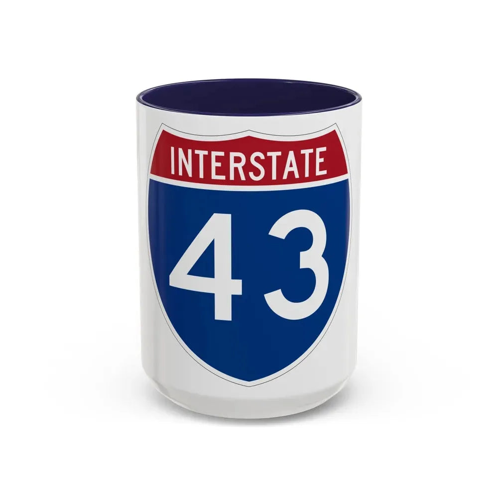 Interstate 43 (U.S. Highways) Accent Coffee Mug 15oz Navy - Go Mug Yourself