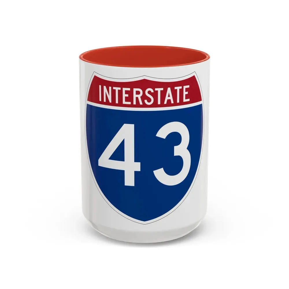 Interstate 43 (U.S. Highways) Accent Coffee Mug 15oz Red - Go Mug Yourself