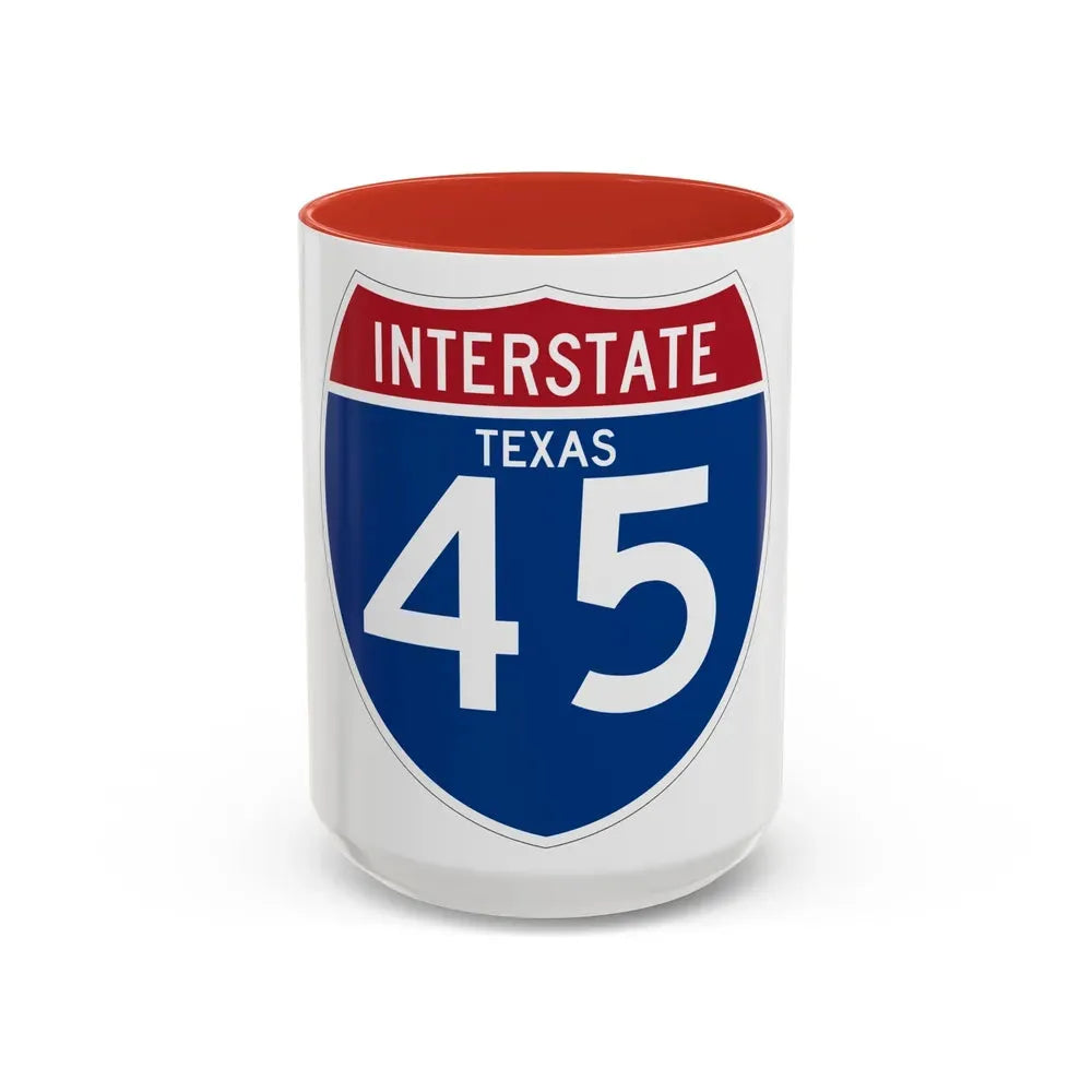 Interstate 45 (U.S. Highways) Accent Coffee Mug 15oz Red - Go Mug Yourself