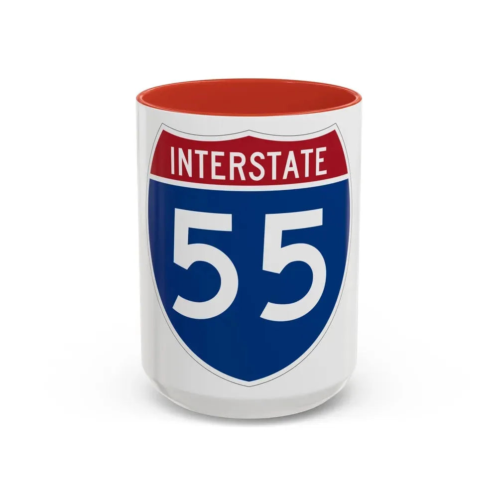 Interstate 55 (U.S. Highways) Accent Coffee Mug 15oz Red - Go Mug Yourself