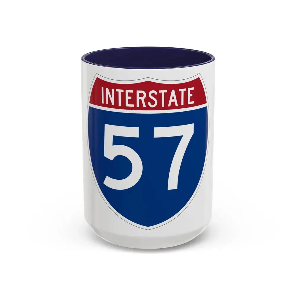 Interstate 57 (U.S. Highways) Accent Coffee Mug 15oz Navy - Go Mug Yourself