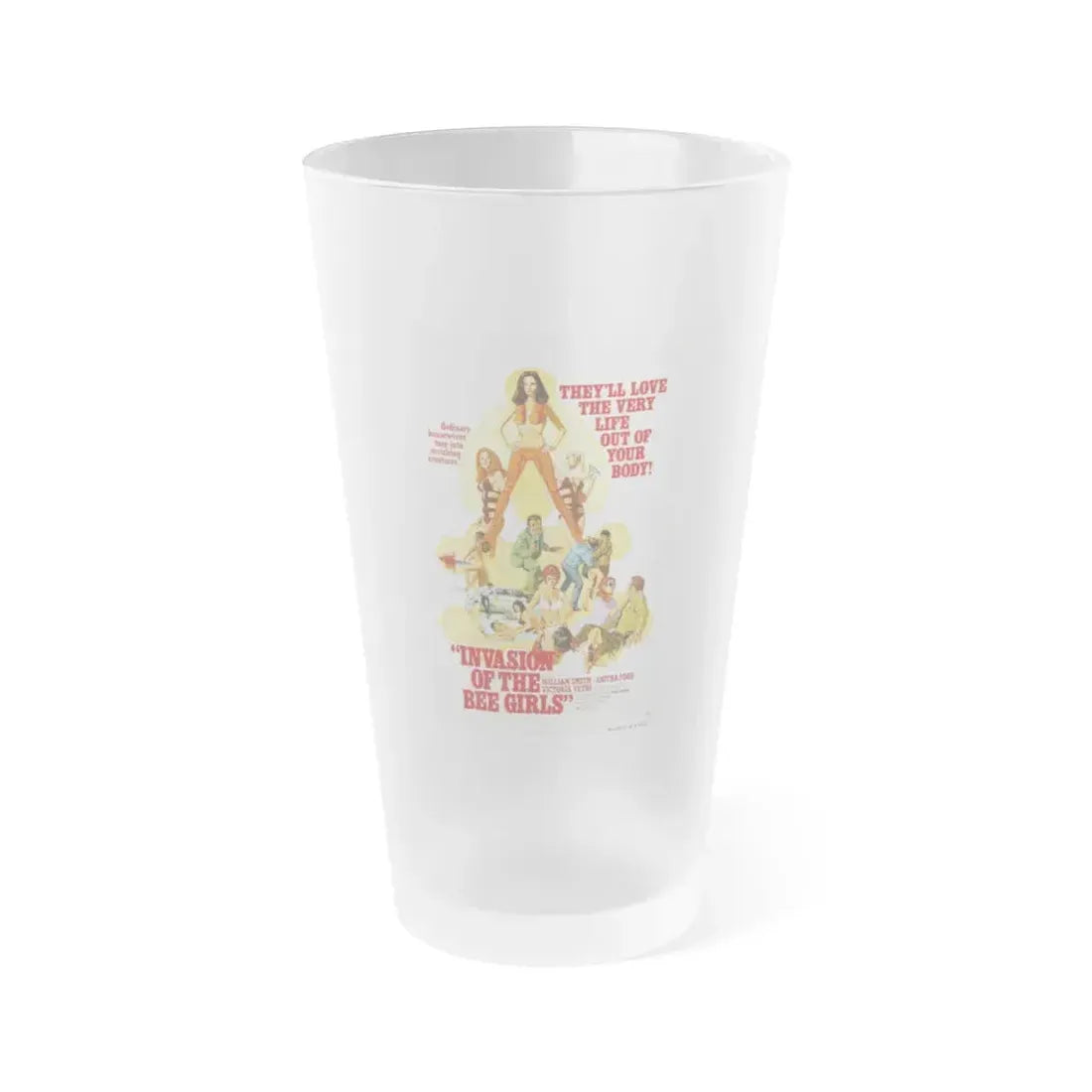 INVASION OF THE BEE GIRLS (Graveyard Tramps) 1973 Movie Poster - Frosted Pint Glass 16oz 16oz Frosted - Go Mug Yourself