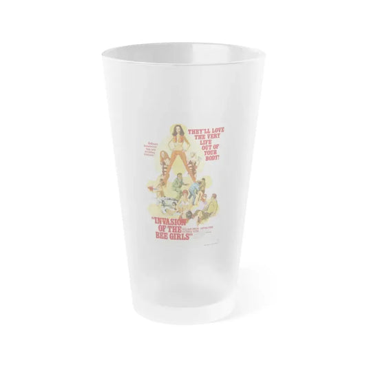 INVASION OF THE BEE GIRLS (Graveyard Tramps) 1973 Movie Poster - Frosted Pint Glass 16oz 16oz Frosted - Go Mug Yourself