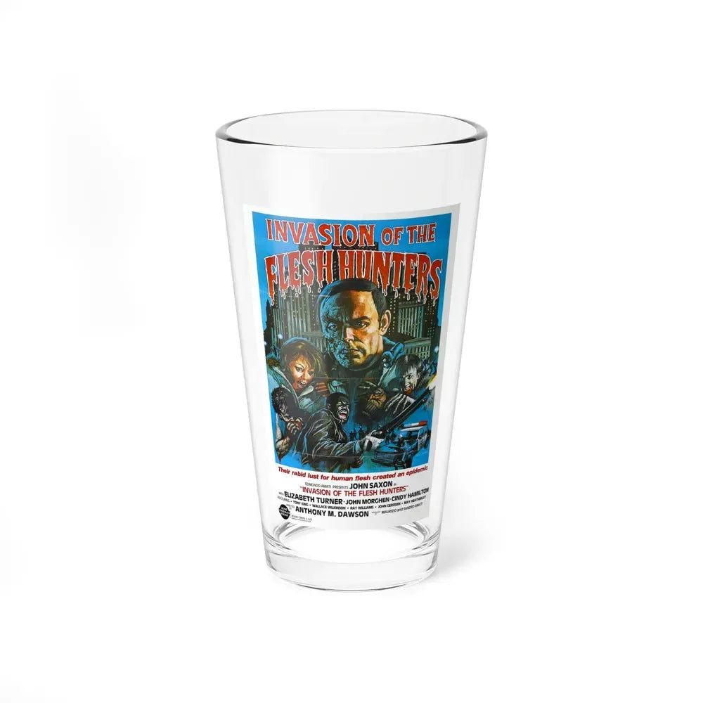 INVASION OF THE FLESH HUNTERS 1980 Movie Poster - Pint Glass 16oz 16oz - Go Mug Yourself