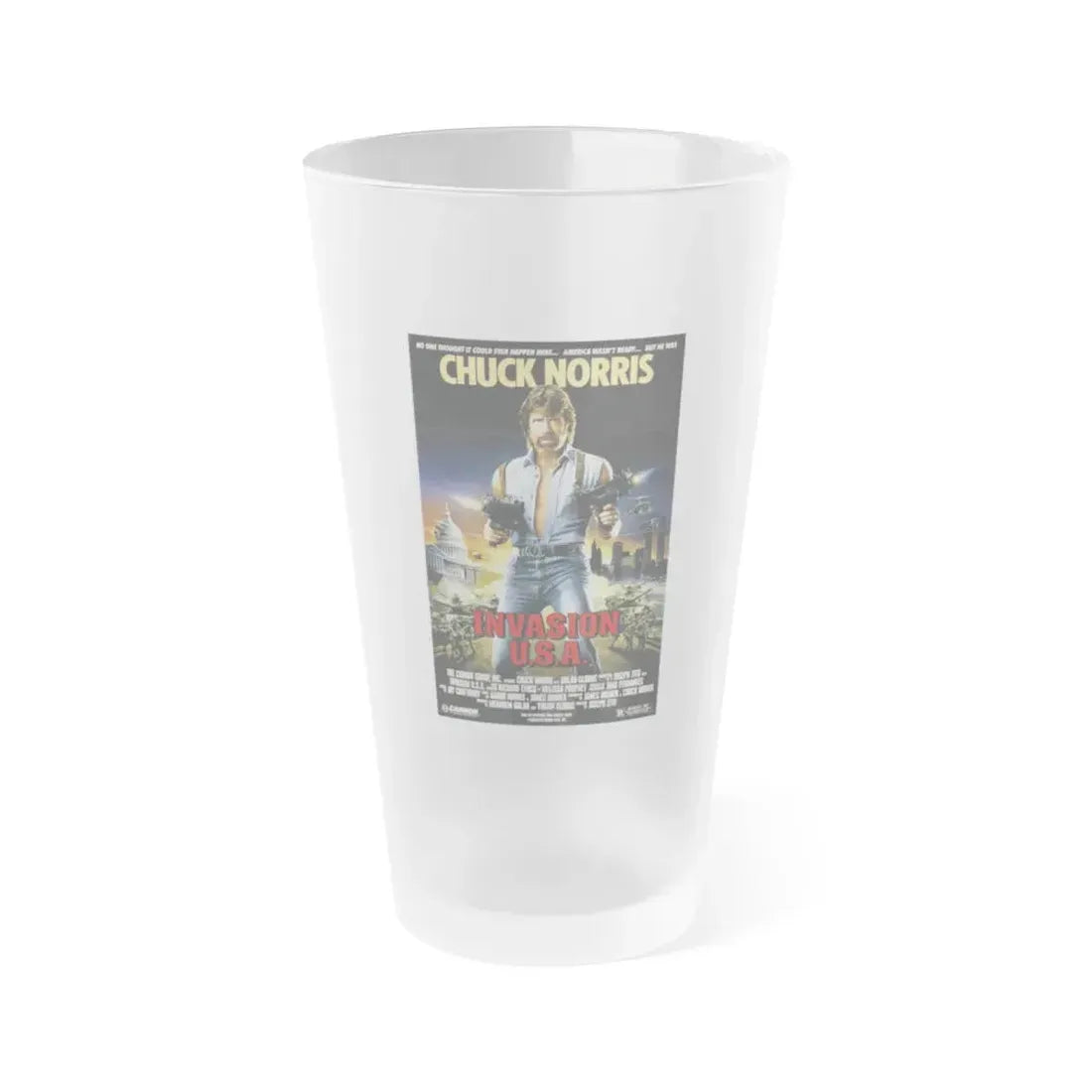 INVASION U.S.A 1985 Movie Poster - Frosted Pint Glass 16oz 16oz Frosted - Go Mug Yourself