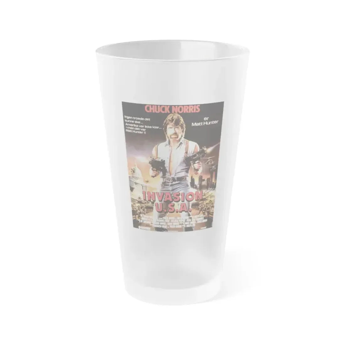 INVASION USA (DANISH) 1985 Movie Poster - Frosted Pint Glass 16oz 16oz Frosted - Go Mug Yourself