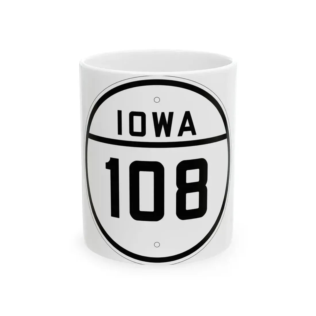 Iowa 108 1926 (Iowa) (Road Sign) White Coffee Mug 11oz - Go Mug Yourself