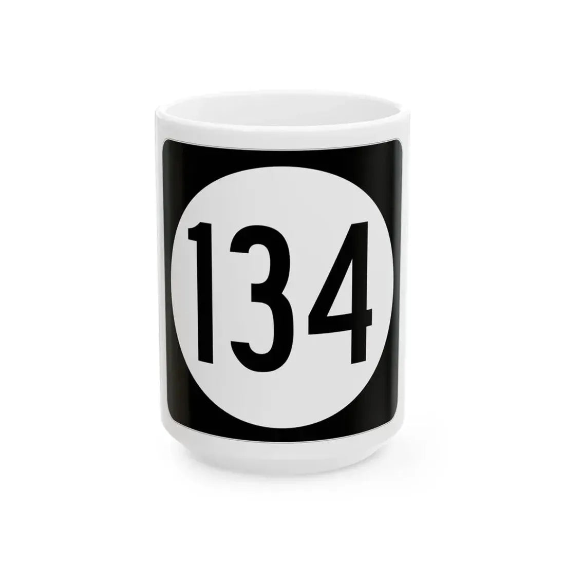 Iowa 134 (Iowa) (Road Sign) White Coffee Mug 15oz - Go Mug Yourself