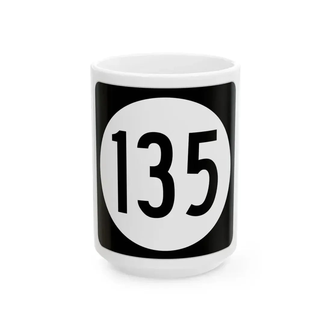 Iowa 135 (Iowa) (Road Sign) White Coffee Mug 15oz - Go Mug Yourself