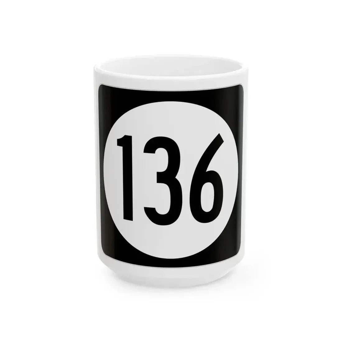 Iowa 136 (Iowa) (Road Sign) White Coffee Mug 15oz - Go Mug Yourself