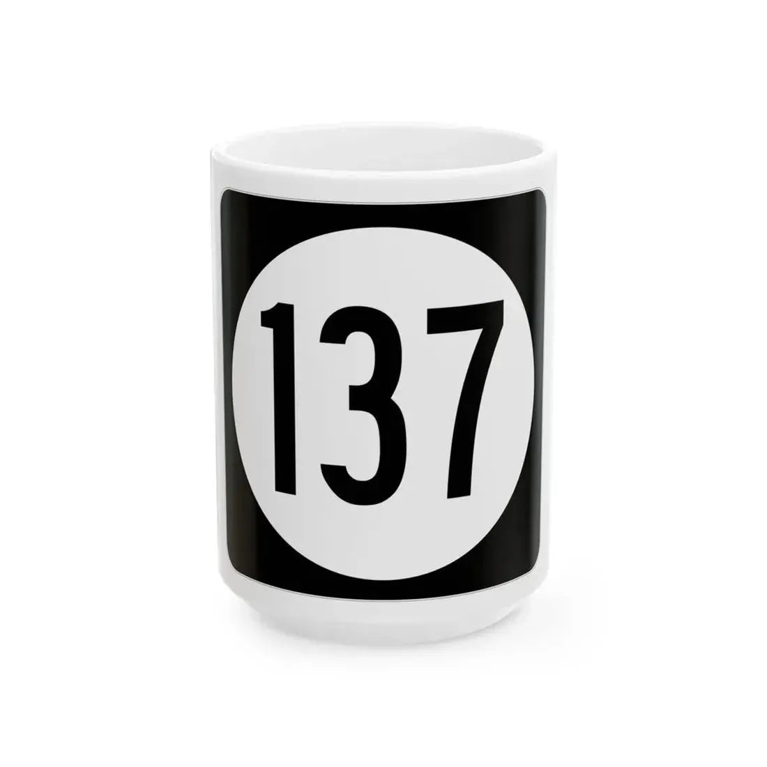 Iowa 137 (Iowa) (Road Sign) White Coffee Mug 15oz - Go Mug Yourself