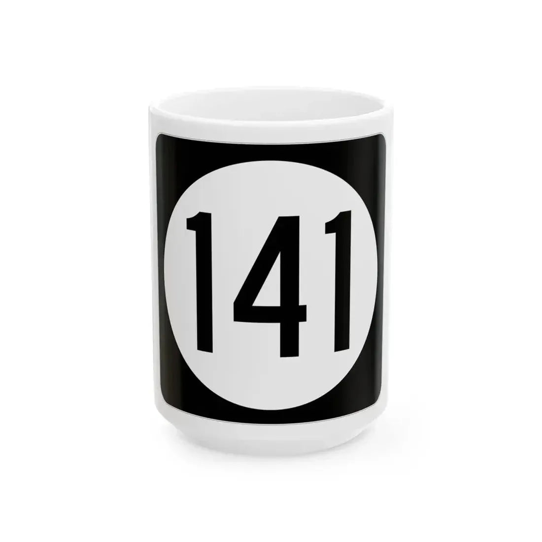 Iowa 141 (Iowa) (Road Sign) White Coffee Mug 15oz - Go Mug Yourself