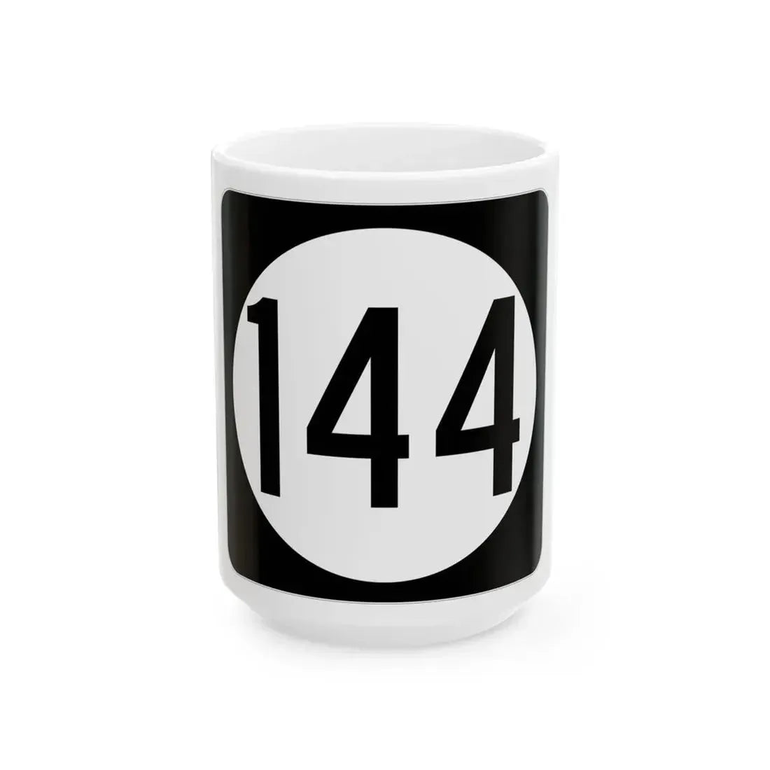 Iowa 144 (Iowa) (Road Sign) White Coffee Mug 15oz - Go Mug Yourself