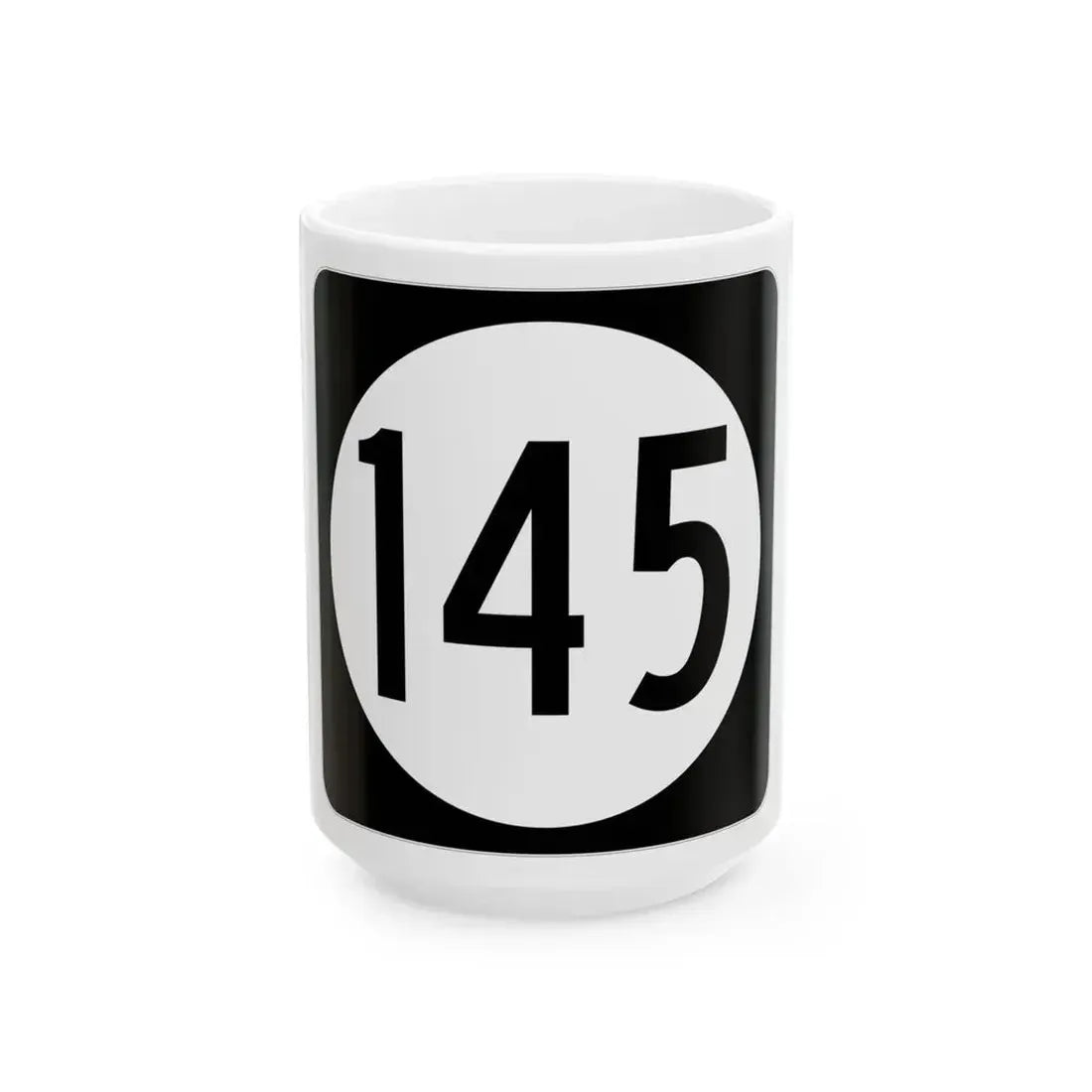 Iowa 145 (Iowa) (Road Sign) White Coffee Mug 15oz - Go Mug Yourself