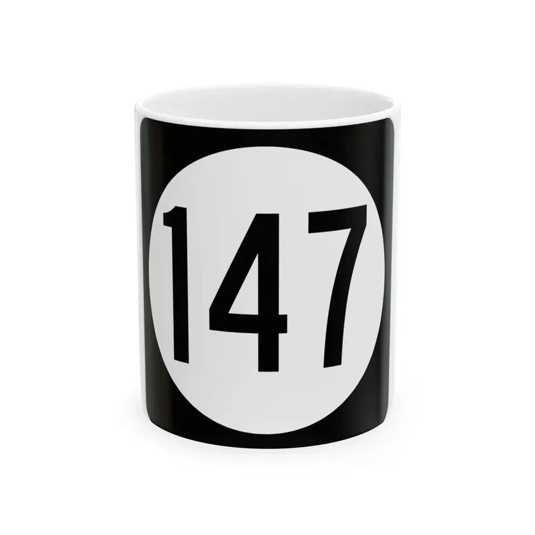 Iowa 147 (Iowa) (Road Sign) White Coffee Mug 11oz - Go Mug Yourself