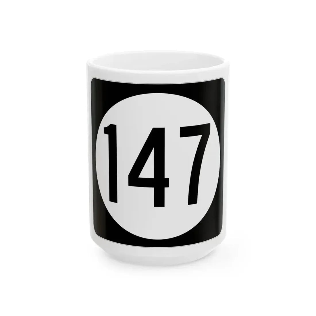 Iowa 147 (Iowa) (Road Sign) White Coffee Mug 15oz - Go Mug Yourself