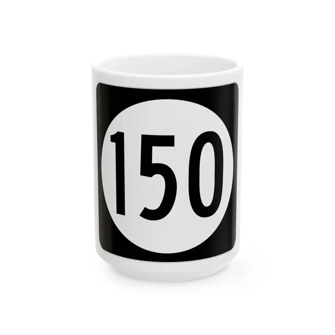 Iowa 150 (Iowa) (Road Sign) White Coffee Mug 15oz - Go Mug Yourself
