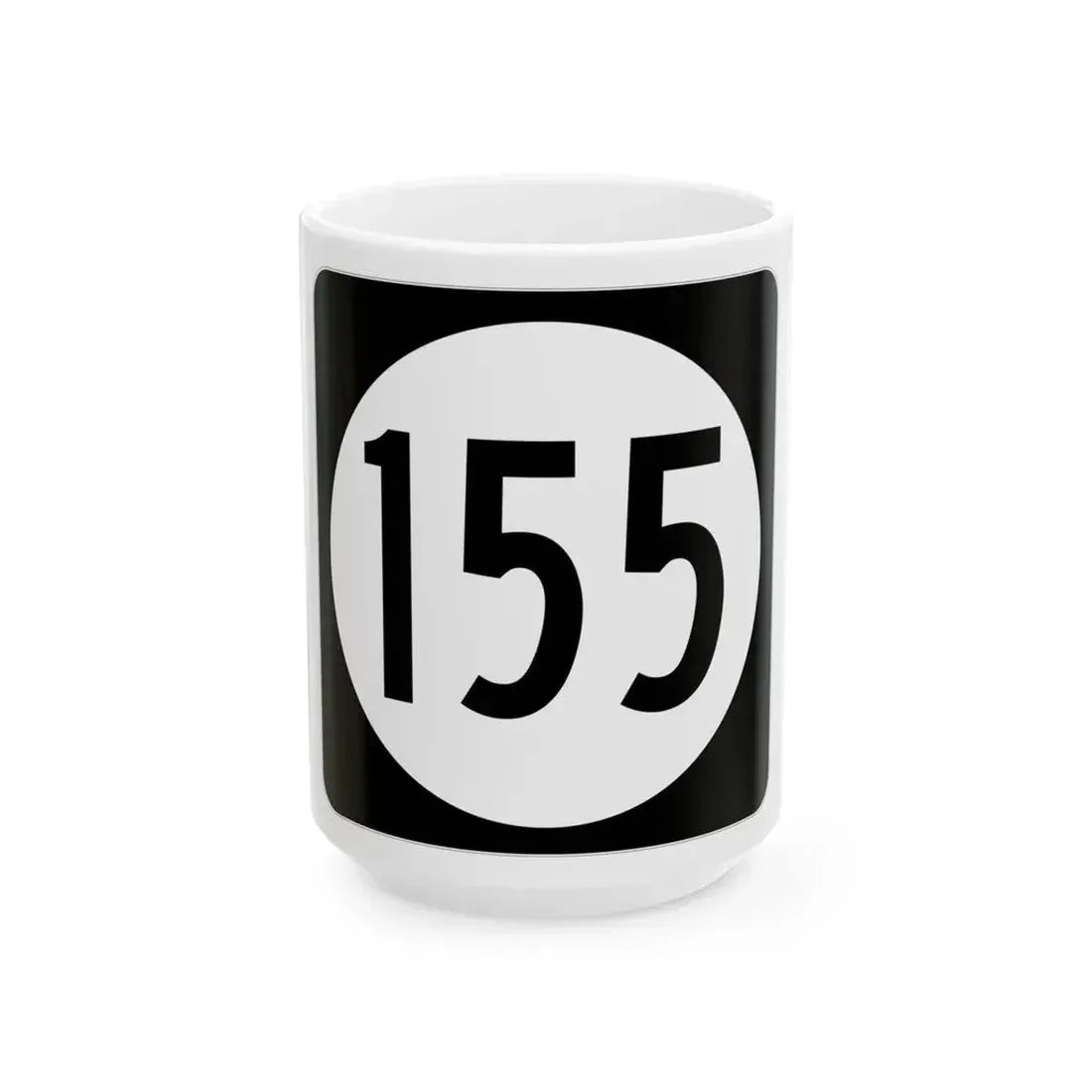 Iowa 155 (Iowa) (Road Sign) White Coffee Mug 15oz - Go Mug Yourself
