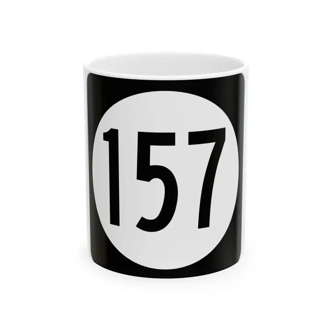 Iowa 157 (Iowa) (Road Sign) White Coffee Mug 11oz - Go Mug Yourself