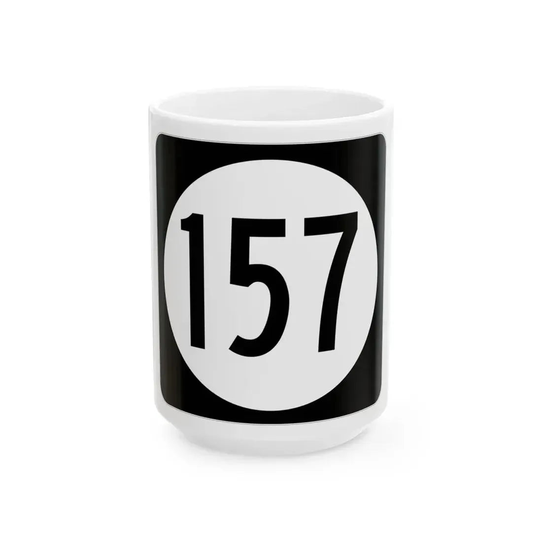 Iowa 157 (Iowa) (Road Sign) White Coffee Mug 15oz - Go Mug Yourself
