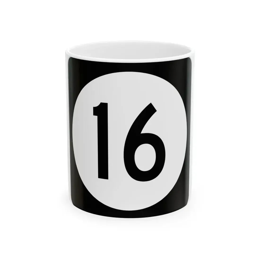 Iowa 16 (Iowa) (Road Sign) White Coffee Mug 11oz - Go Mug Yourself