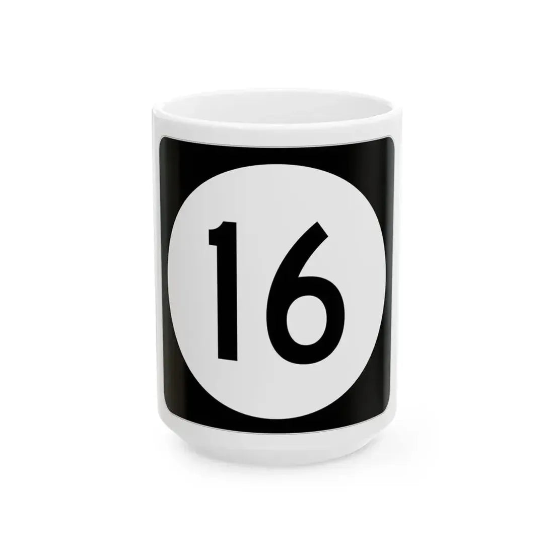 Iowa 16 (Iowa) (Road Sign) White Coffee Mug 15oz - Go Mug Yourself