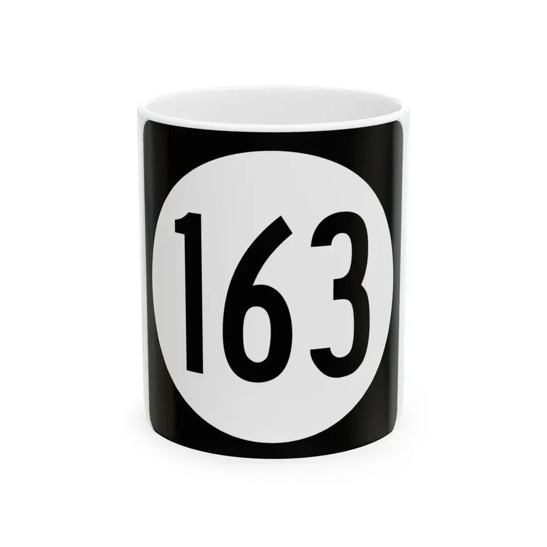 Iowa 163 (Iowa) (Road Sign) White Coffee Mug 11oz - Go Mug Yourself