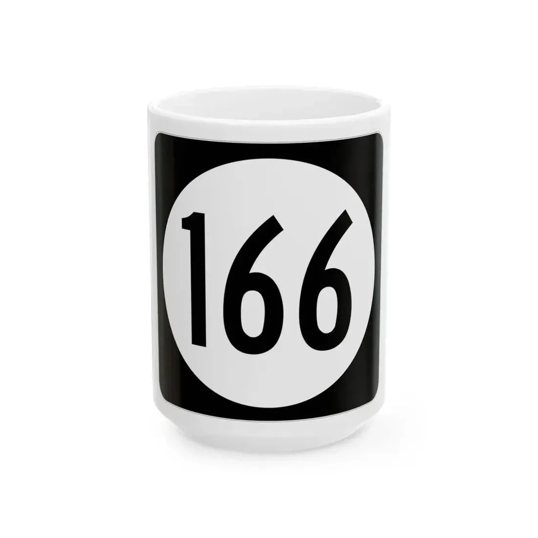 Iowa 166 (Iowa) (Road Sign) White Coffee Mug 15oz - Go Mug Yourself