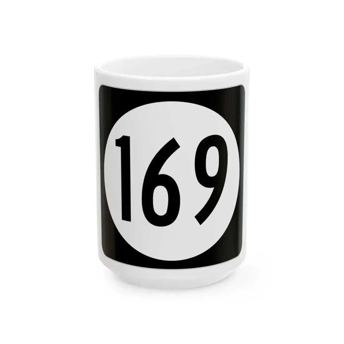 Iowa 169 (Iowa) (Road Sign) White Coffee Mug 15oz - Go Mug Yourself